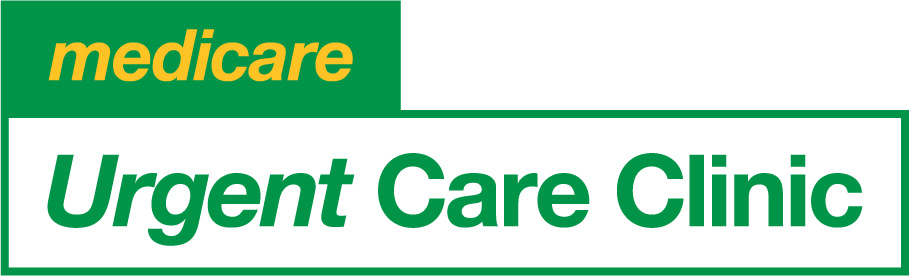 Blue, white and yellow logo with the text Medicare Urgent Care Clinic